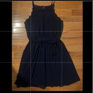 Navy Blue Scalloped Halter Neck Short Dress. Homecoming or Semi. Size XS.